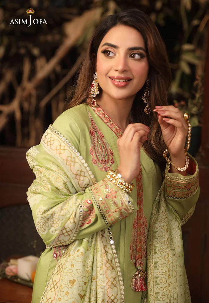 Zarq Barq By Asim Jofa Embroidered Suits Unstitched 3 Piece AJZB-24 - Eid Collection