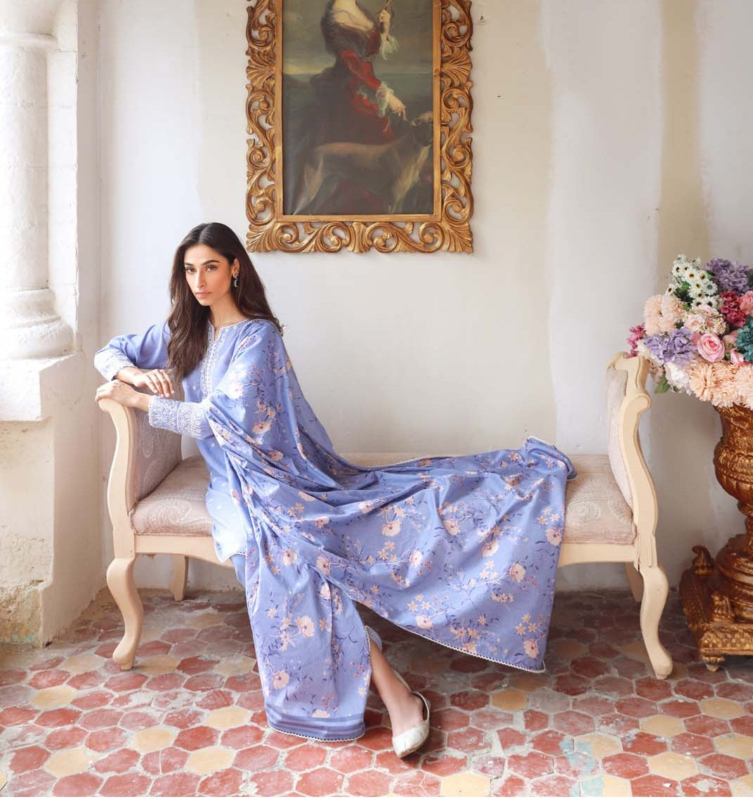 Sahar Embroidered Lawn Suits Unstitched 3 Piece SHR23EE SSL-V3-24 - Eid Collection