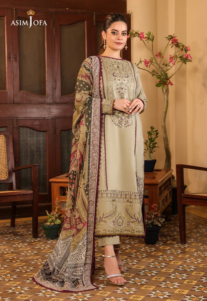 Zarq Barq By Asim Jofa Embroidered Suits Unstitched 3 Piece AJZB-25 - Eid Collection