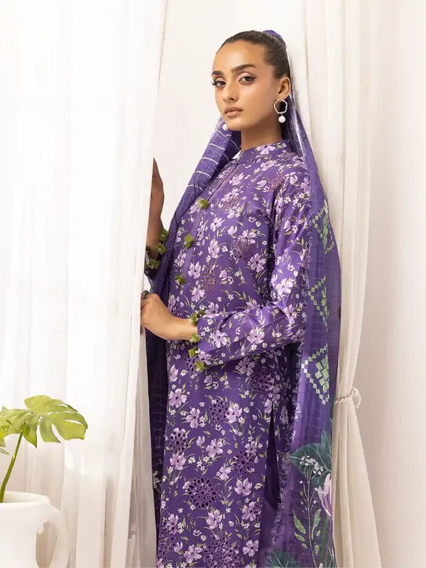 Printkari by NUR Embroidered Lawn 3 Piece Unstitch Dress - PN 25