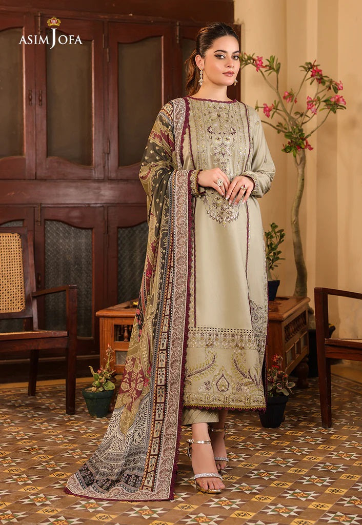 Zarq Barq By Asim Jofa Embroidered Suits Unstitched 3 Piece AJZB-25 - Eid Collection
