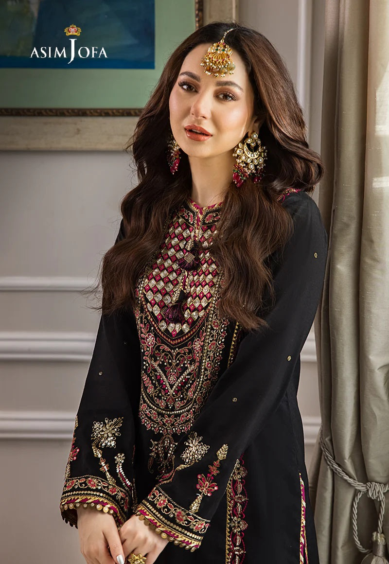 Asim Jofa Zari Sitara Embroidered Chanderi Cotton Unstitched 1 Piece Shirt - AJZS 25