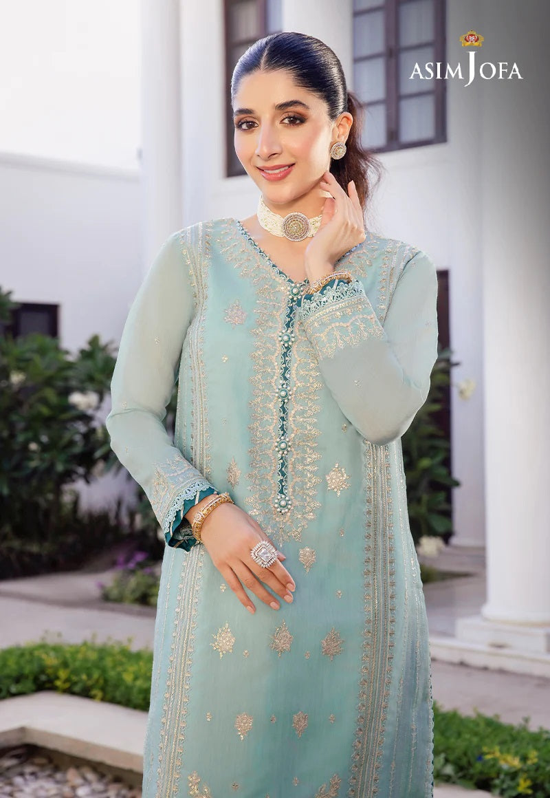 Asim Jofa Zari Sitara Embroidered Chanderi Cotton Unstitched 1 Piece Shirt - AJZS 26