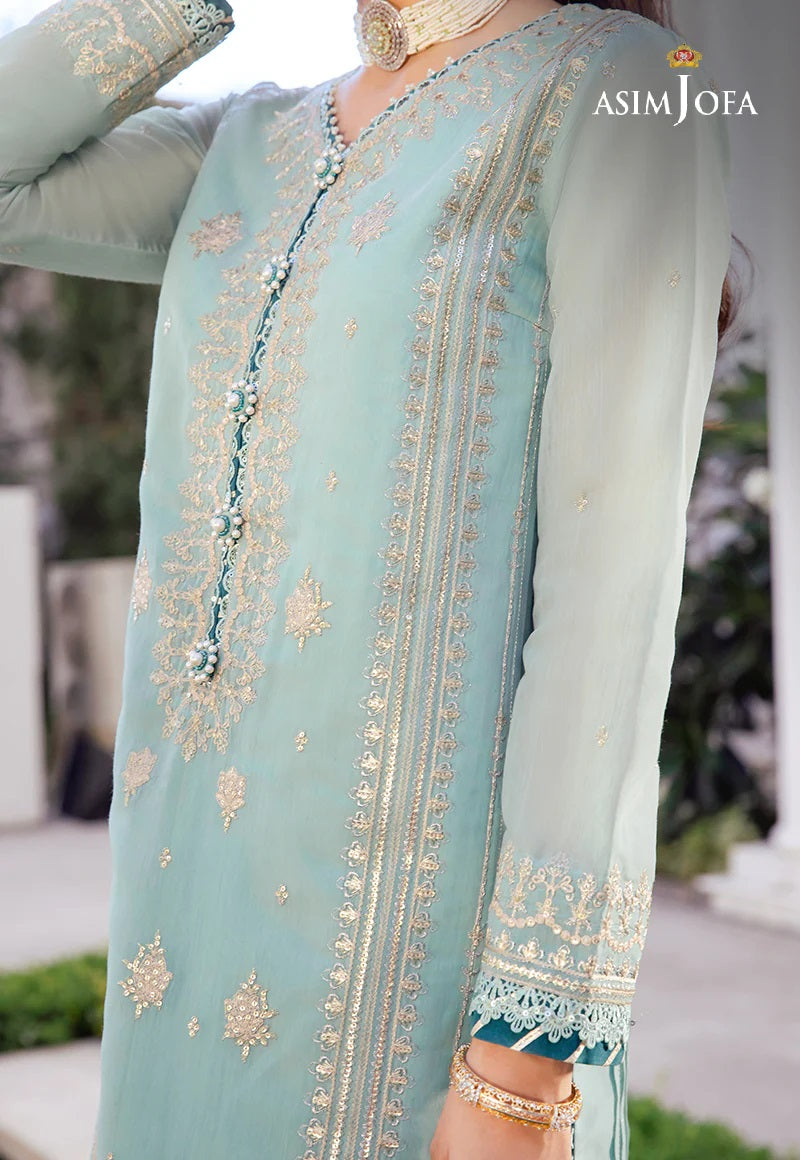 Asim Jofa Zari Sitara Embroidered Chanderi Cotton Unstitched 1 Piece Shirt - AJZS 26