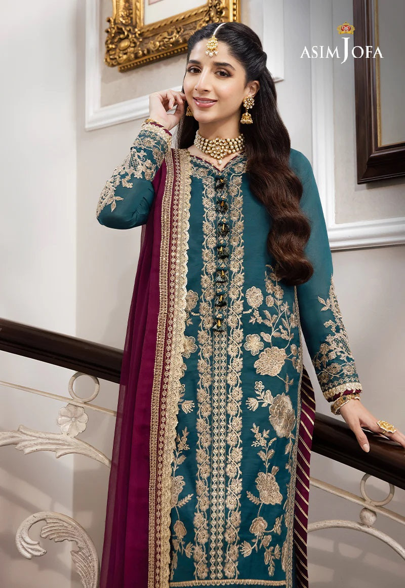Asim Jofa Zari Sitara Embroidered Chanderi Cotton Unstitched 2 Piece Dress - AJZS 27