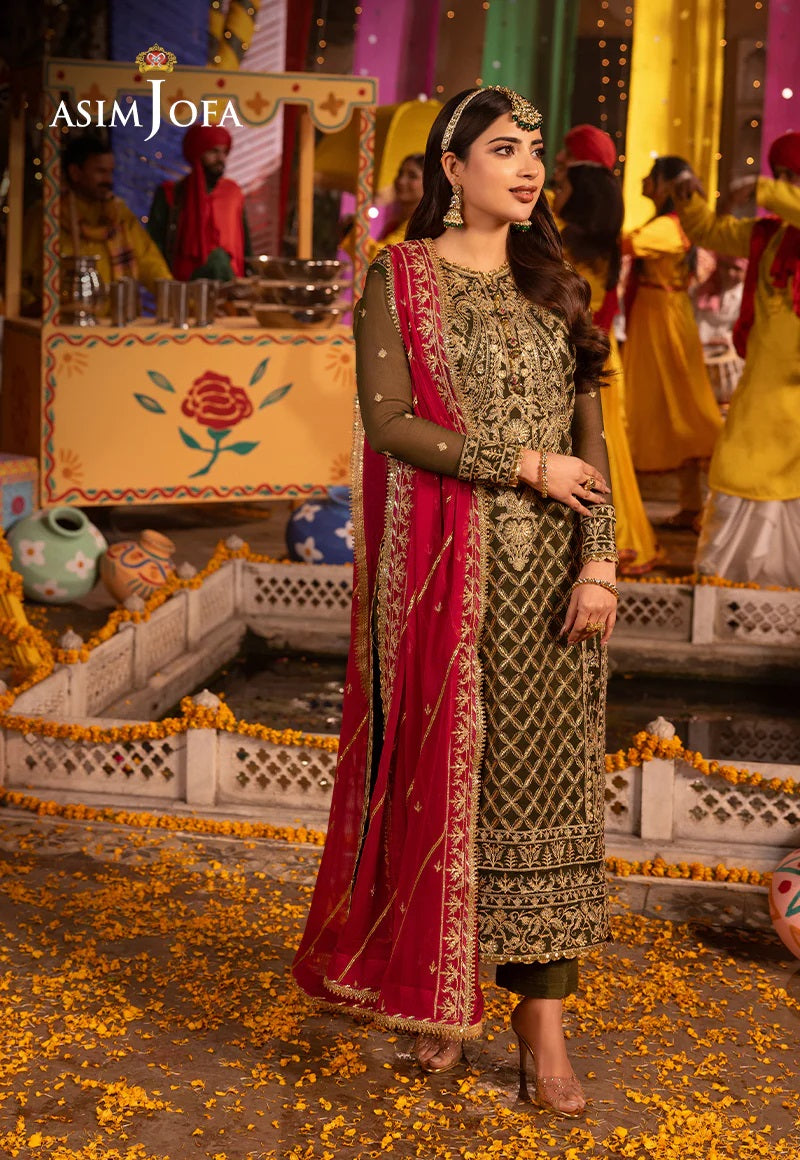 Chamak Damak by Asim Jofa Embroidered Suits Unstitched 3 Piece AJCD-27 - Festive Collection
