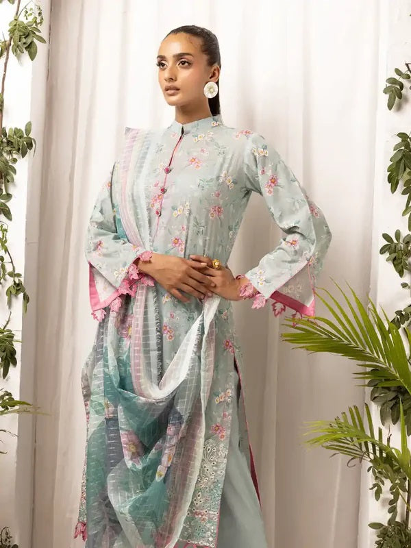 Printkari by NUR Embroidered Lawn 3 Piece Unstitch Dress - PN 28