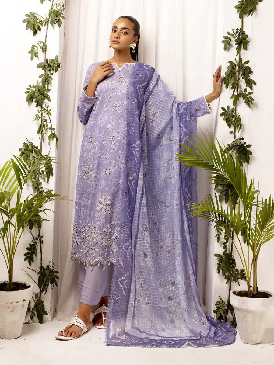 Printkari by NUR Embroidered Lawn 3 Piece Unstitch Dress - PN 29
