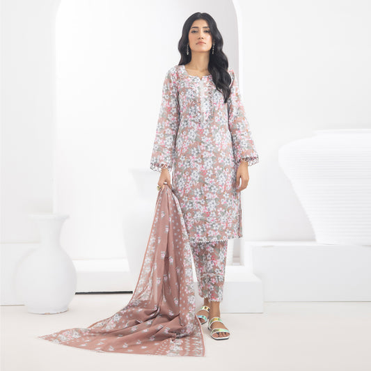 Identic Separates Printed Lawn 3 piece Unstitched dress - IDS-10-02 - Summer Collection