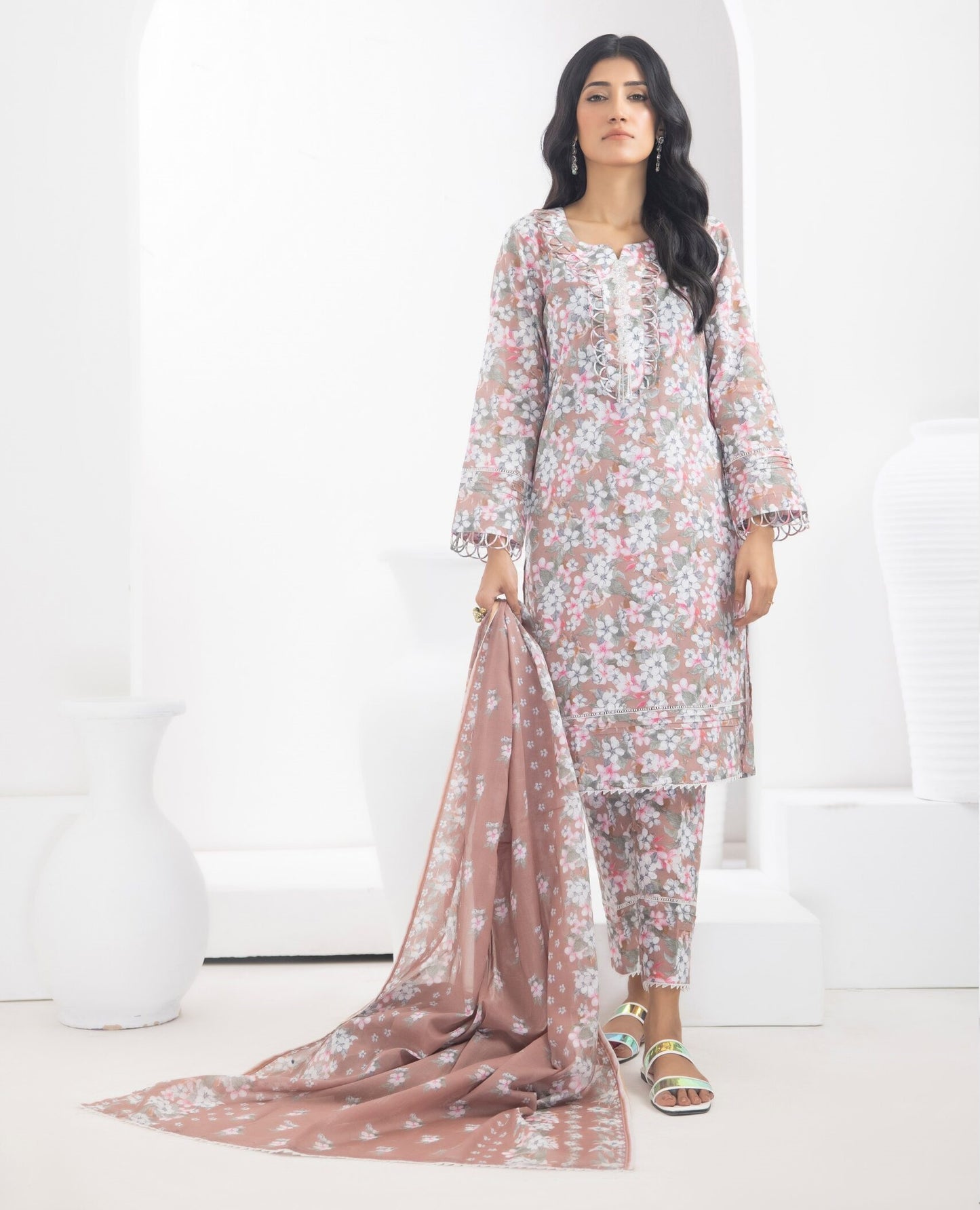 Identic Separates Printed Lawn 3 piece Unstitched dress - IDS-10-02 - Summer Collection