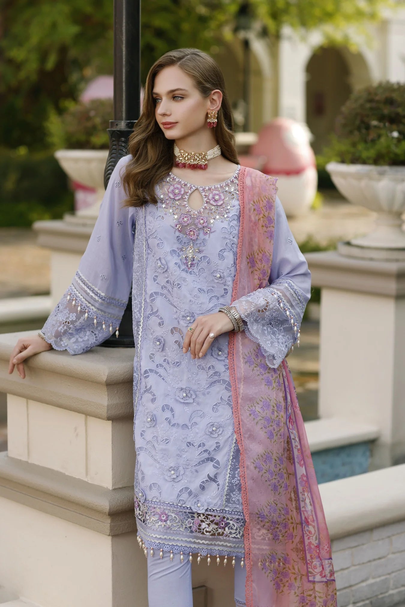 Noor By Saadia Asad Embroidered Lawn Suits Unstitched 3 Piece D02 - Iris