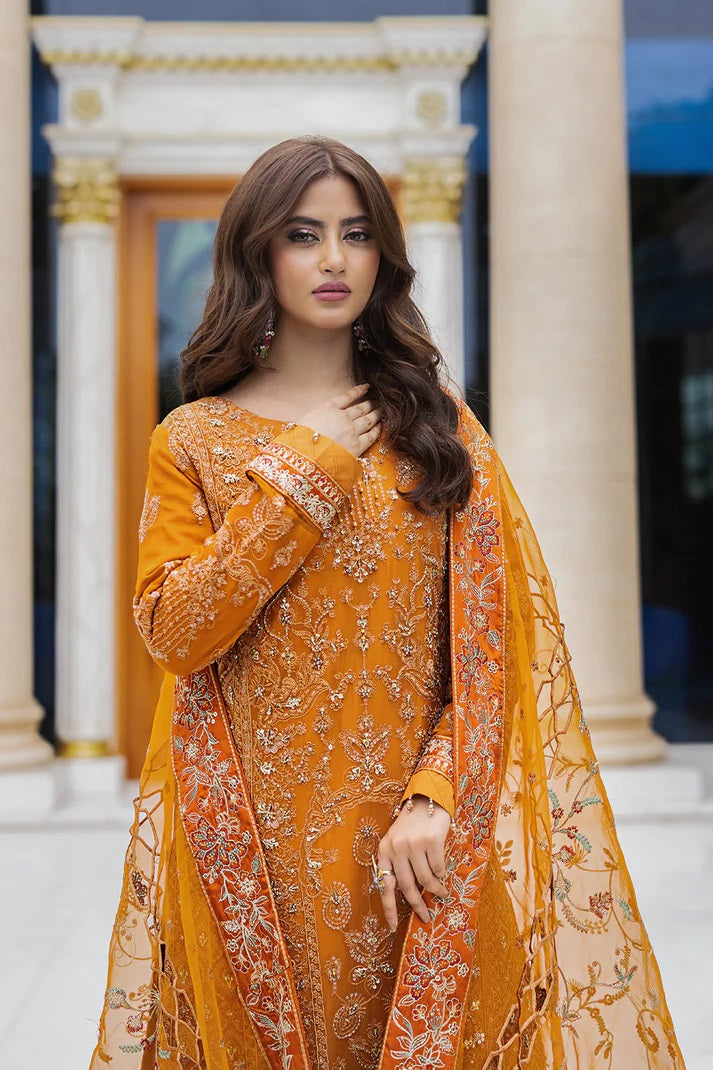 Ishq Aatish by Emaan Adeel Embroidered Chiffon Suits Unstitched 3 Piece EA23IA-02 Roohi - Luxury Collection