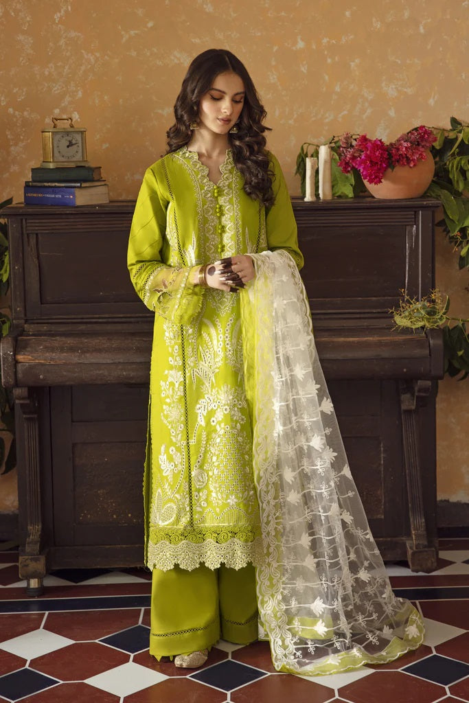 Meena Kumari By Aabyaan Embroidered Chikankari Lawn 3pc Suits Unstitched AB-03 Shamah