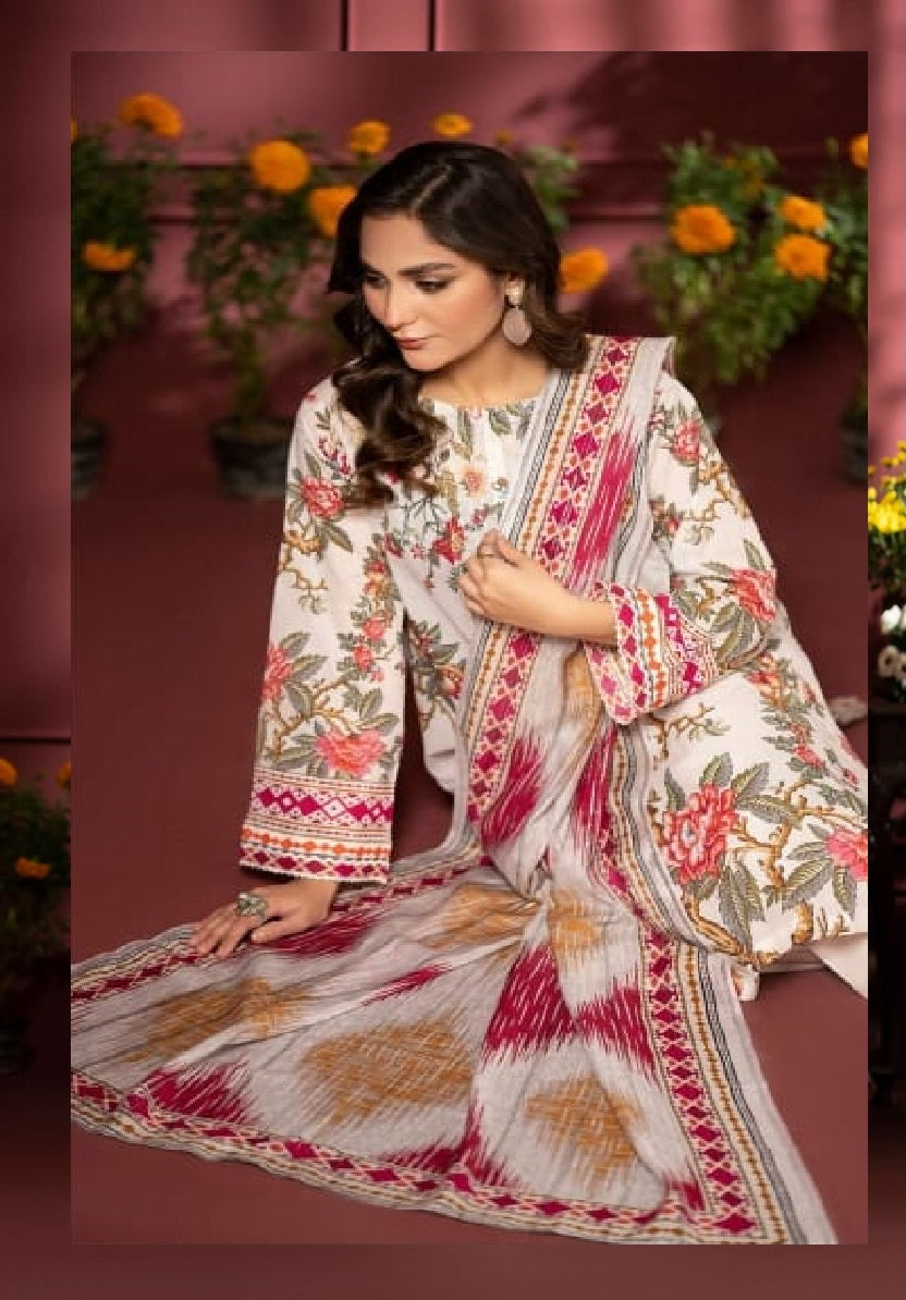 Pairoz by GJC Printed Lawn 3 piece Unstitched dress - PGJ-A03