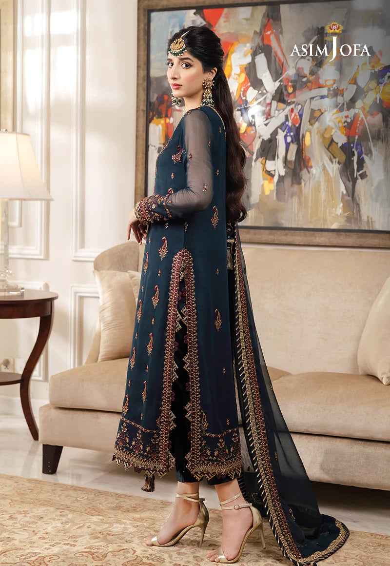Asim Jofa Zari Sitara Embroidered Chiffon Unstitched 3 Piece Dress - AJZS 03