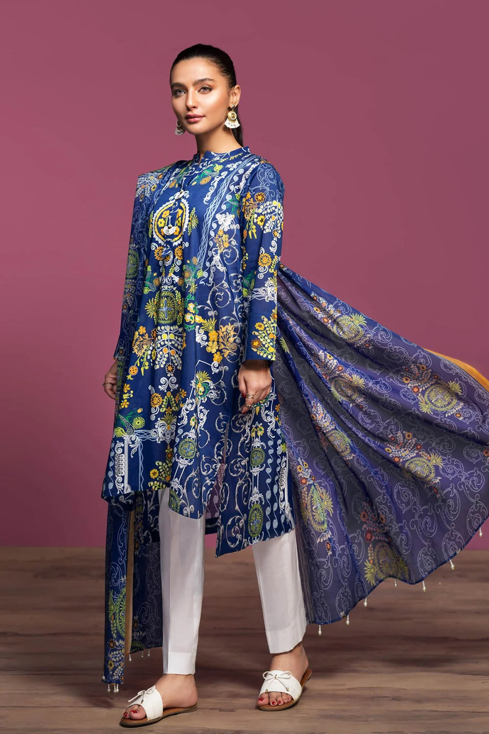 Nishat Printed Lawn 3 Piece Unstitched Dress - 42001013-R