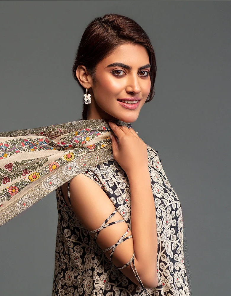 Nishat Printed Lawn 3 Piece Unstitched Dress - 42001121–R