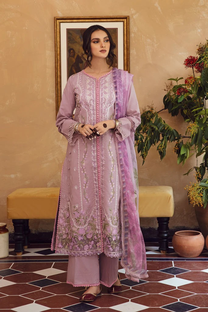 Meena Kumari By Aabyaan Embroidered Chikankari Lawn 3pc Suits Unstitched AB-04 Neelam
