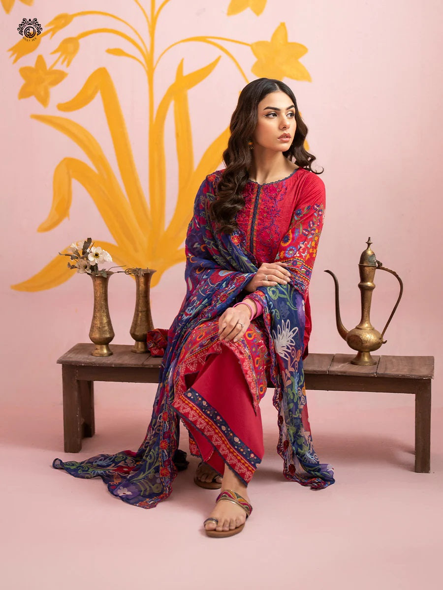 Rang Pasand by Gulljee Embroidered Lawn Unstitched 3 Piece Dress - GRP2406A4