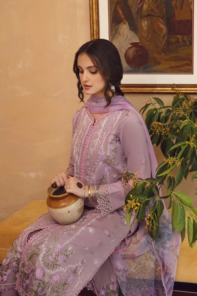 Meena Kumari By Aabyaan Embroidered Chikankari Lawn 3pc Suits Unstitched AB-04 Neelam