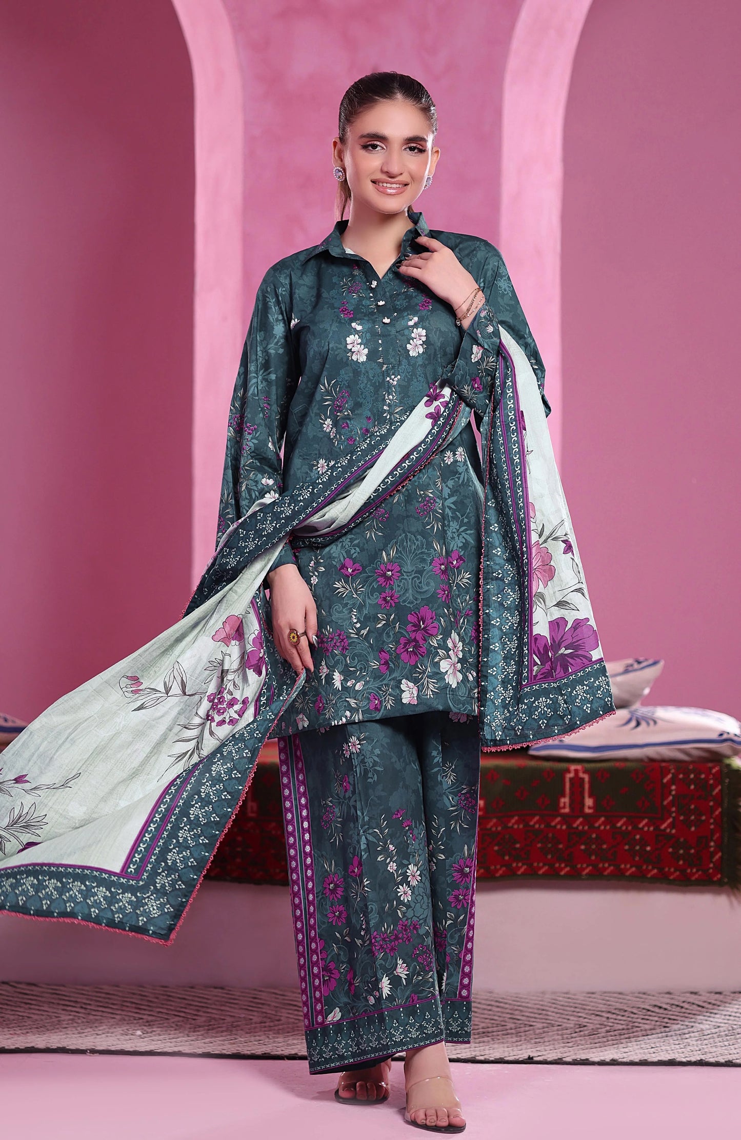 Coco Cords by Alzohaib Printed Cambric 3pc Dress Unstitched - CCC2-2504