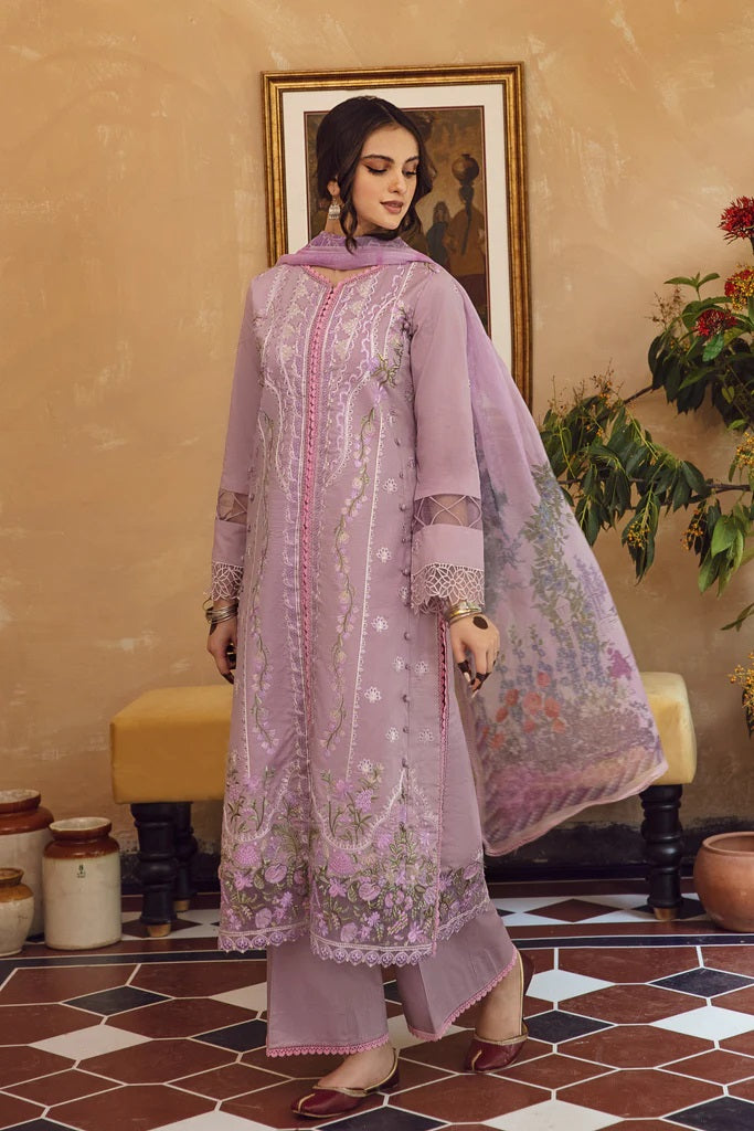 Meena Kumari By Aabyaan Embroidered Chikankari Lawn 3pc Suits Unstitched AB-04 Neelam