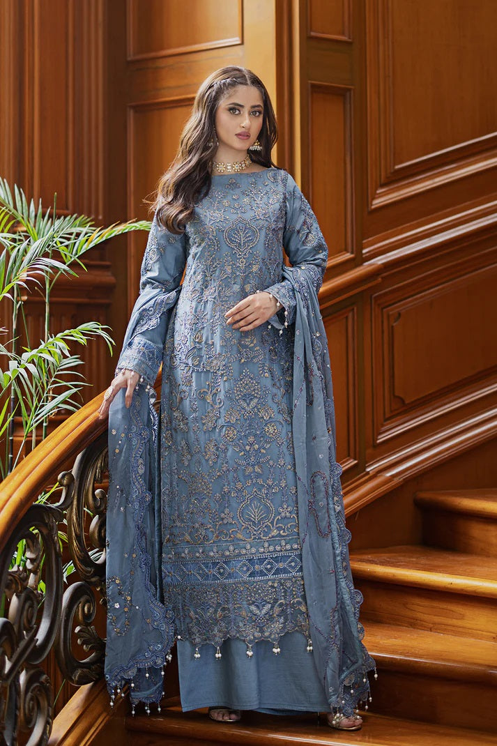 Ishq Aatish by Emaan Adeel Embroidered Chiffon Suits Unstitched 3 Piece EA23IA-04 Rumeysa - Luxury Collection