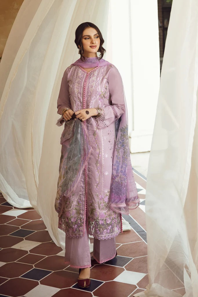 Meena Kumari By Aabyaan Embroidered Chikankari Lawn 3pc Suits Unstitched AB-04 Neelam