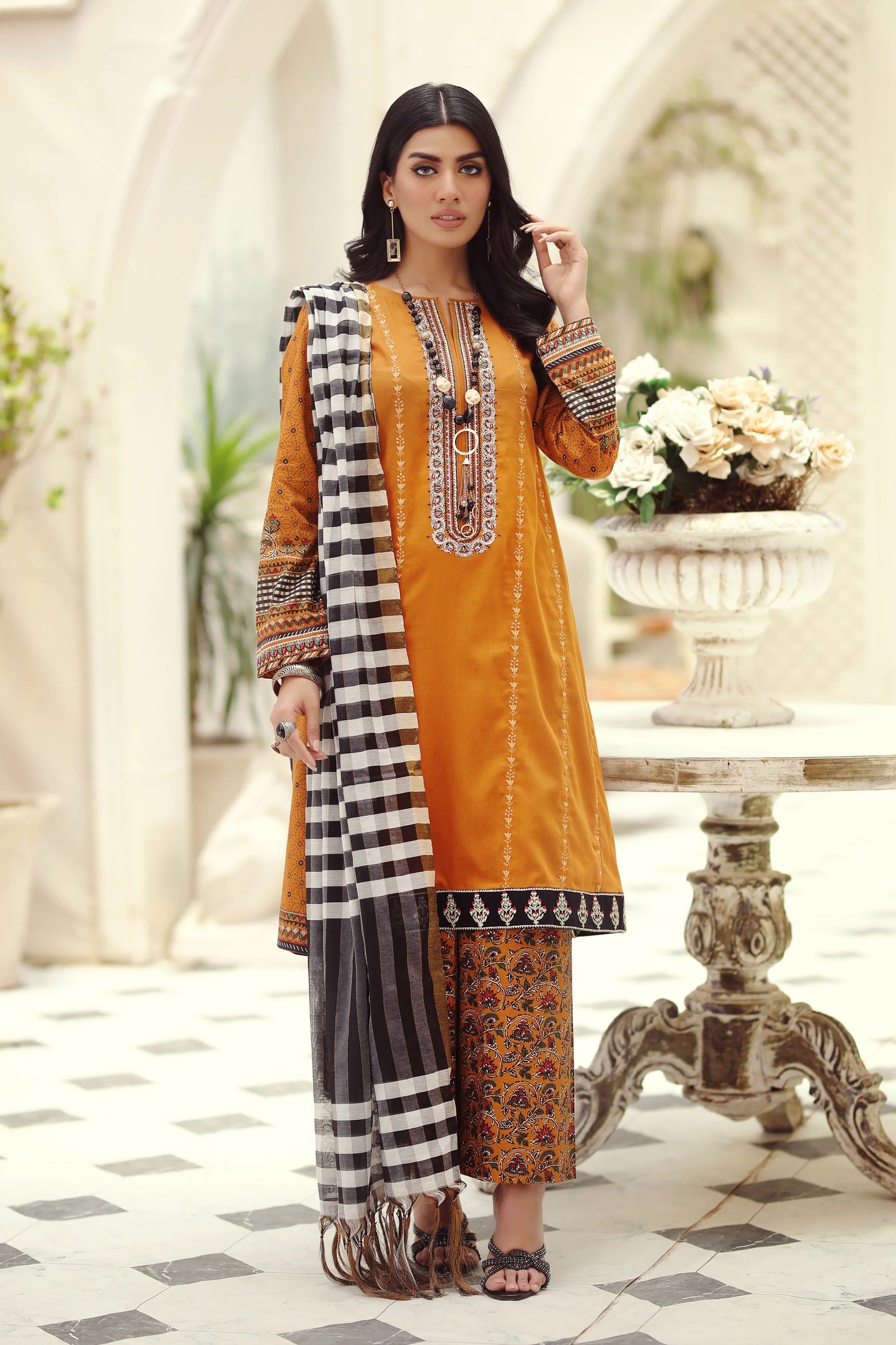 LSM Embroidered Lawn Suits Unstitched 3 Piece LSM SG-5011 - Summer Collection