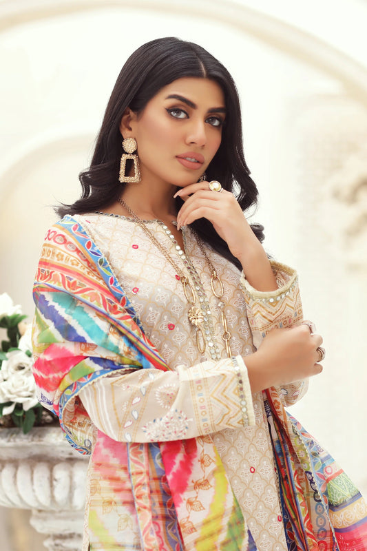 LSM Embroidered Lawn Suits Unstitched 3 Piece LSM SG-5012 - Summer Collection