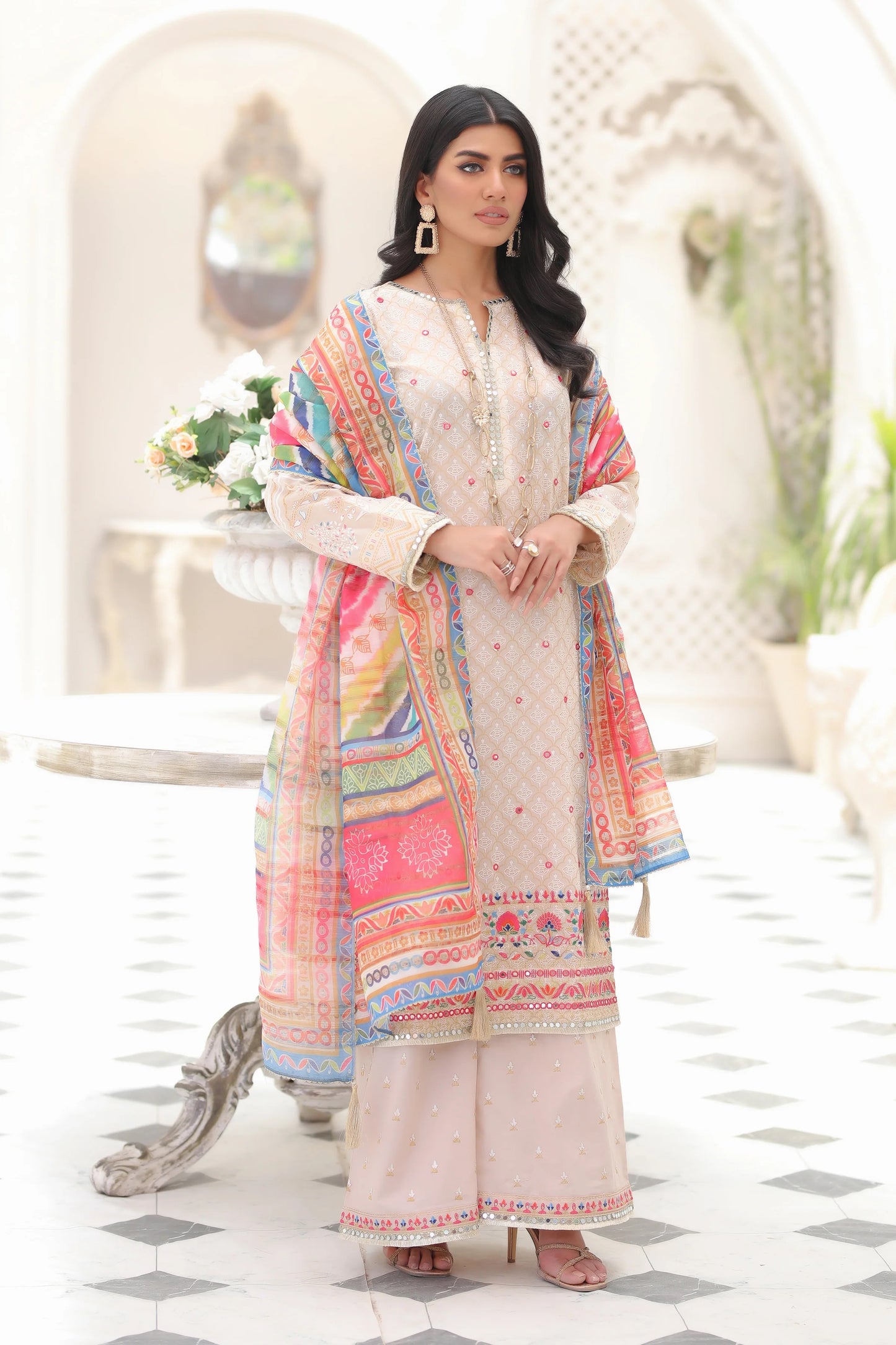 LSM Embroidered Lawn Suits Unstitched 3 Piece LSM SG-5012 - Summer Collection