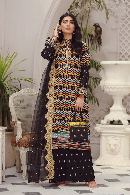 LSM Embroidered Lawn Suits Unstitched 3 Piece LSM SG-5015 - Summer Collection