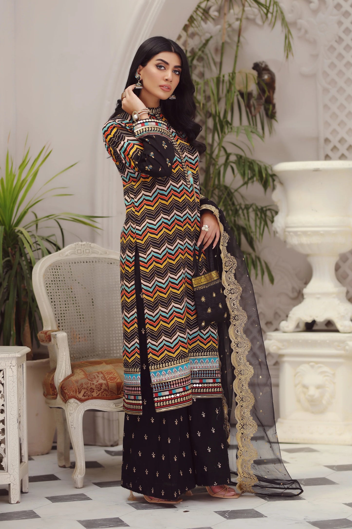 LSM Embroidered Lawn Suits Unstitched 3 Piece LSM SG-5015 - Summer Collection