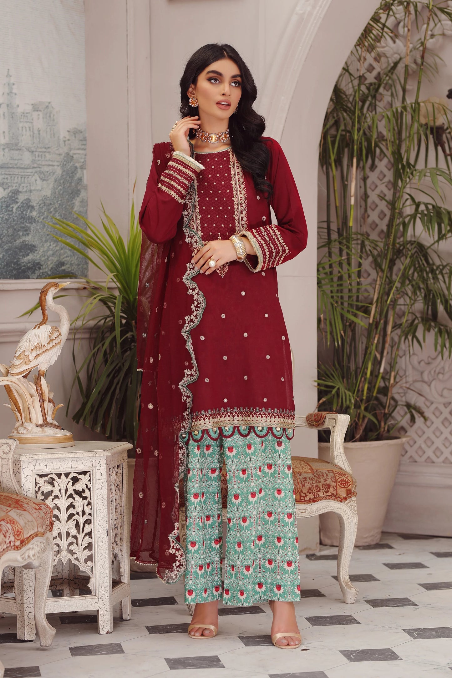 LSM Embroidered Lawn Suits Unstitched 3 Piece LSM SG-5016 - Summer Collection