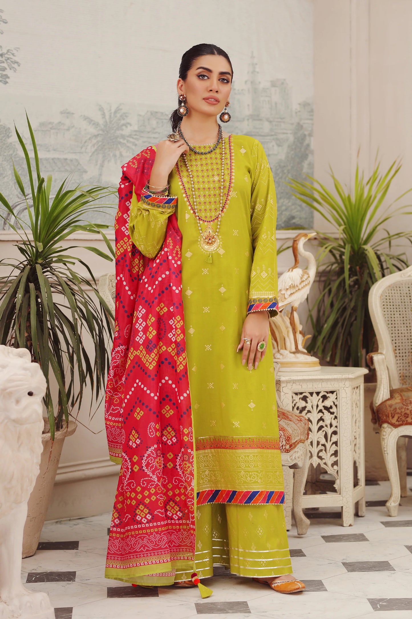 LSM Embroidered Lawn Suits Unstitched 3 Piece LSM SG-5017 - Summer Collection