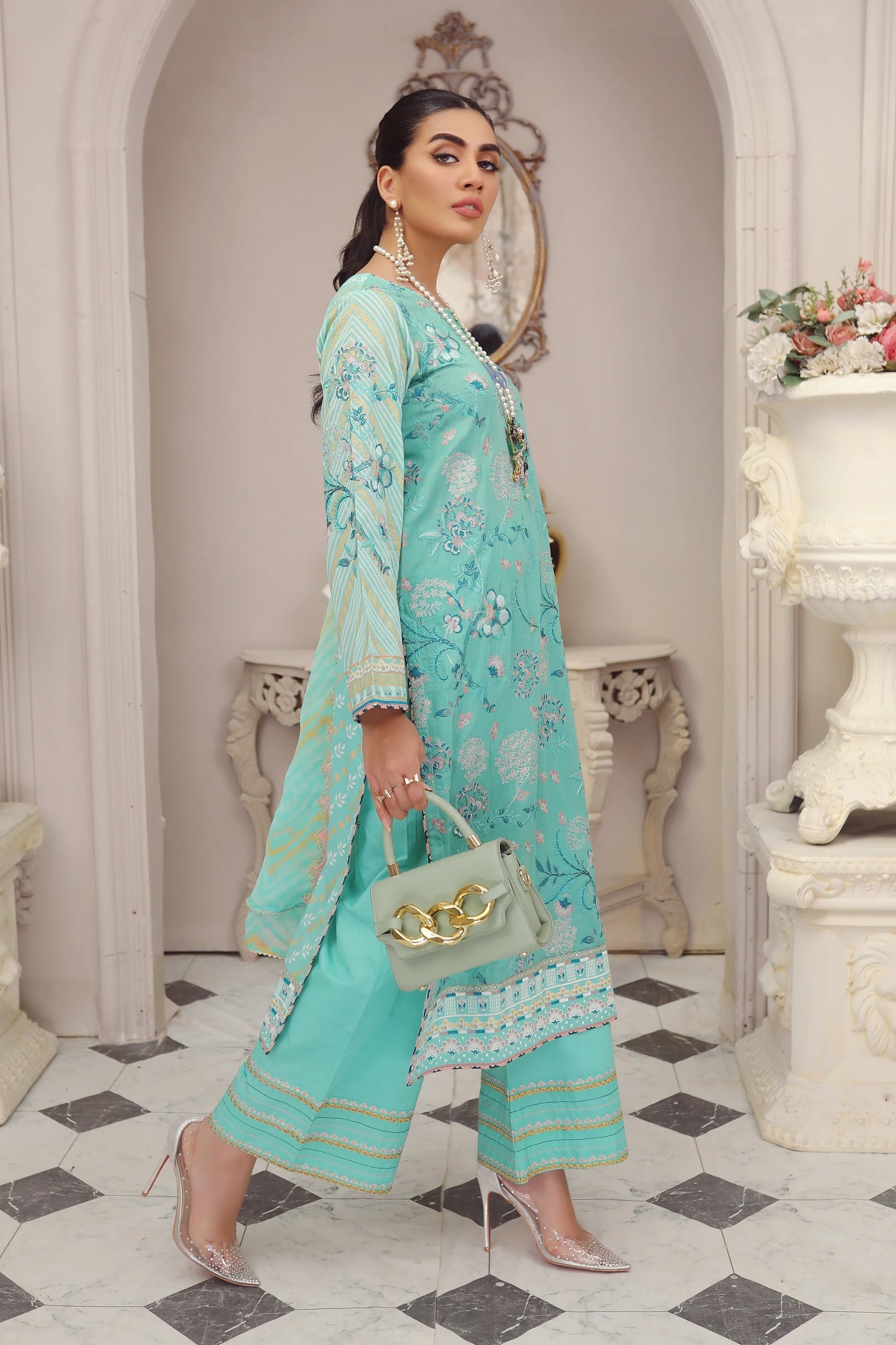 LSM Embroidered Lawn Suits Unstitched 3 Piece LSM SG-5018 - Summer Collection