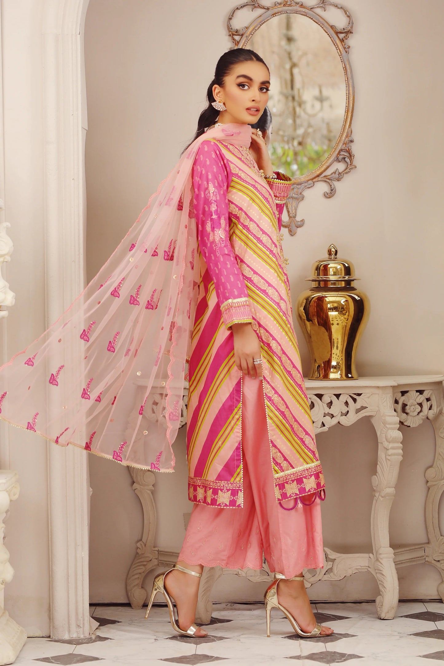 LSM Embroidered Lawn Suits Unstitched 3 Piece LSM SG-5019 - Summer Collection