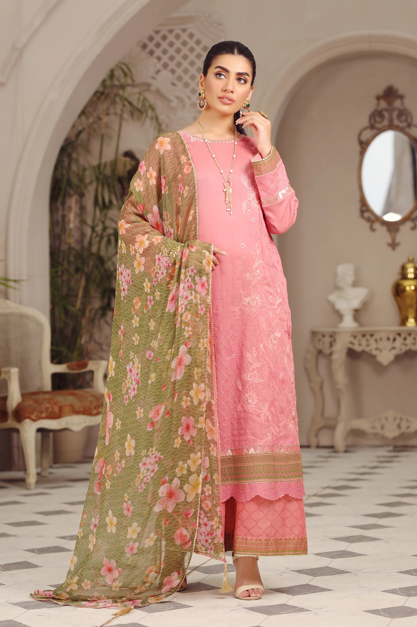LSM Embroidered Lawn Suits Unstitched 3 Piece LSM SG-5020 - Summer Collection