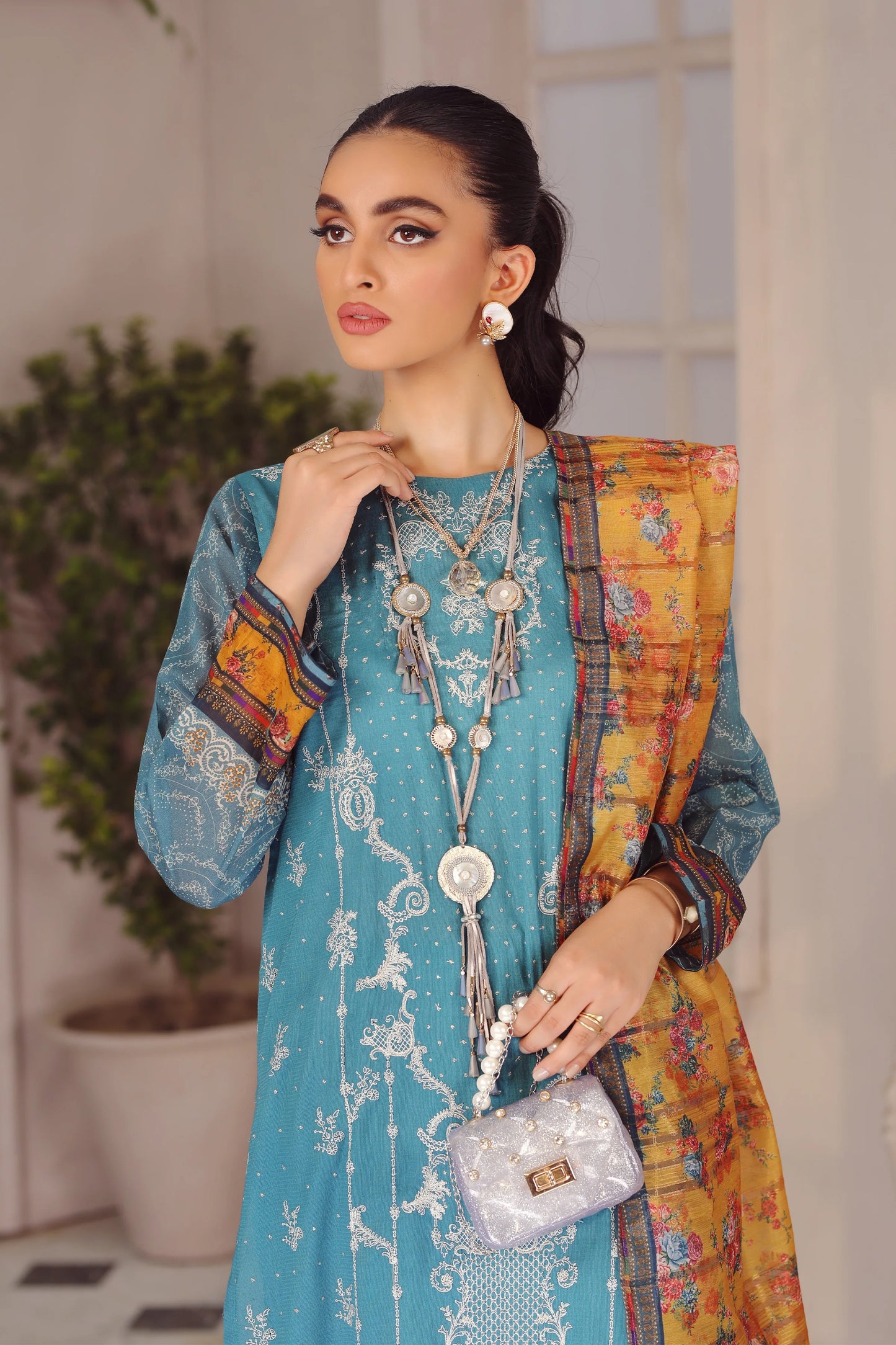 LSM Embroidered Lawn Suits Unstitched 3 Piece LSM SG-5021 - Summer Collection