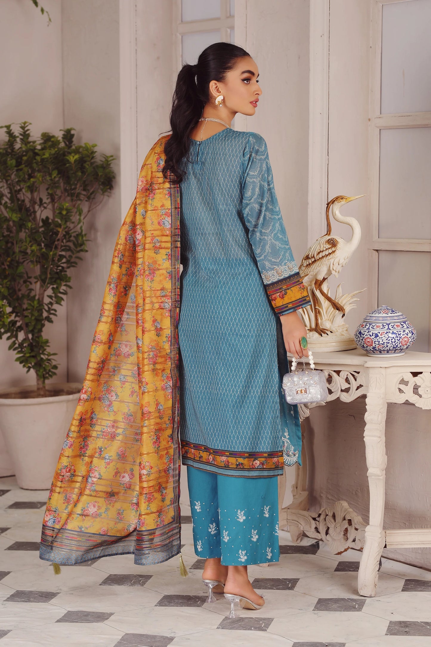 LSM Embroidered Lawn Suits Unstitched 3 Piece LSM SG-5021 - Summer Collection