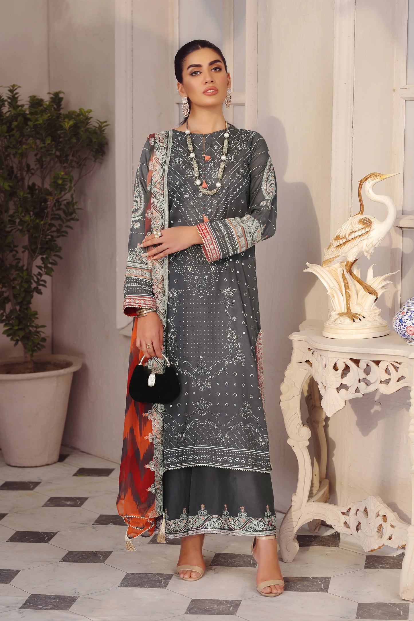 LSM Embroidered Lawn Suits Unstitched 3 Piece LSM SG-5024 - Summer Collection