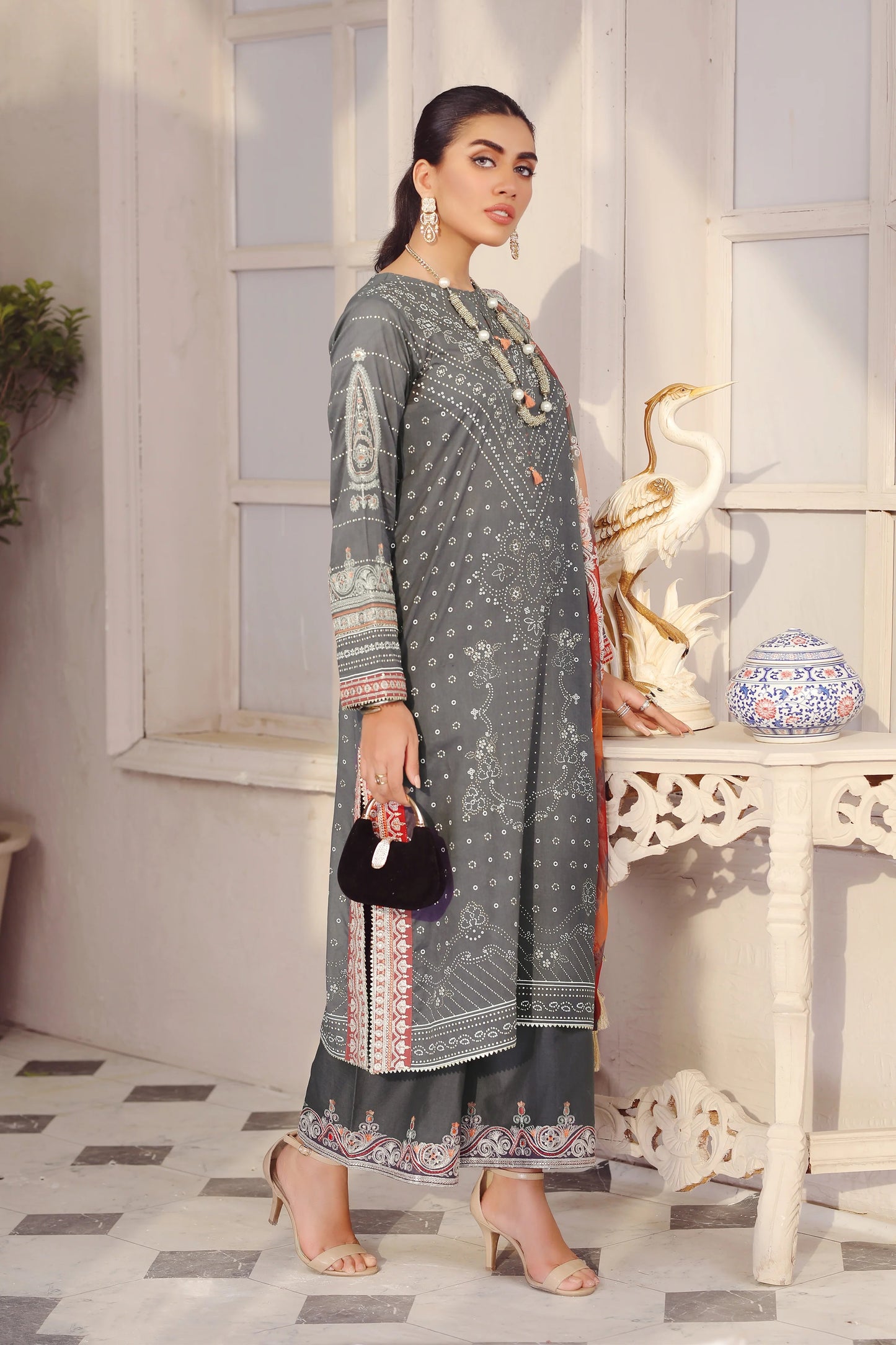 LSM Embroidered Lawn Suits Unstitched 3 Piece LSM SG-5024 - Summer Collection