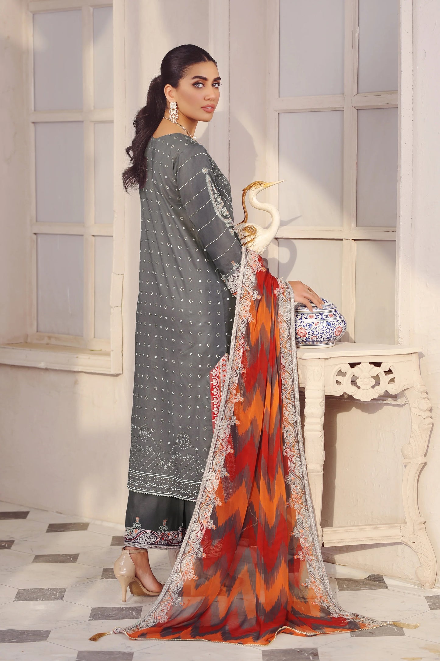 LSM Embroidered Lawn Suits Unstitched 3 Piece LSM SG-5024 - Summer Collection