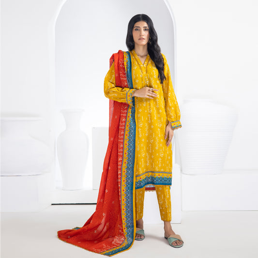 Identic Separates Printed Lawn 3 piece Unstitched dress - IDS-10-05 - Summer Collection