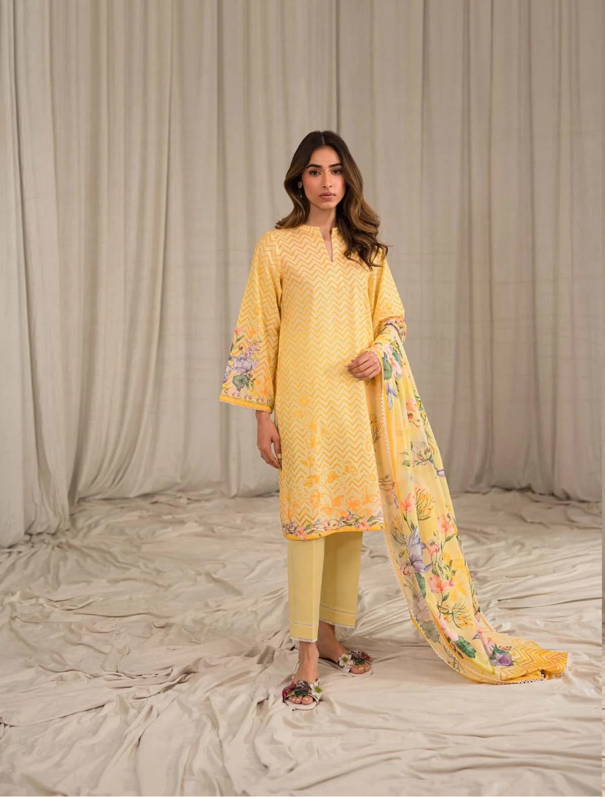 Sahar Printed Lawn Suits Unstitched 3 Piece SHR-S24-PL-V1-05 - Summer Collection