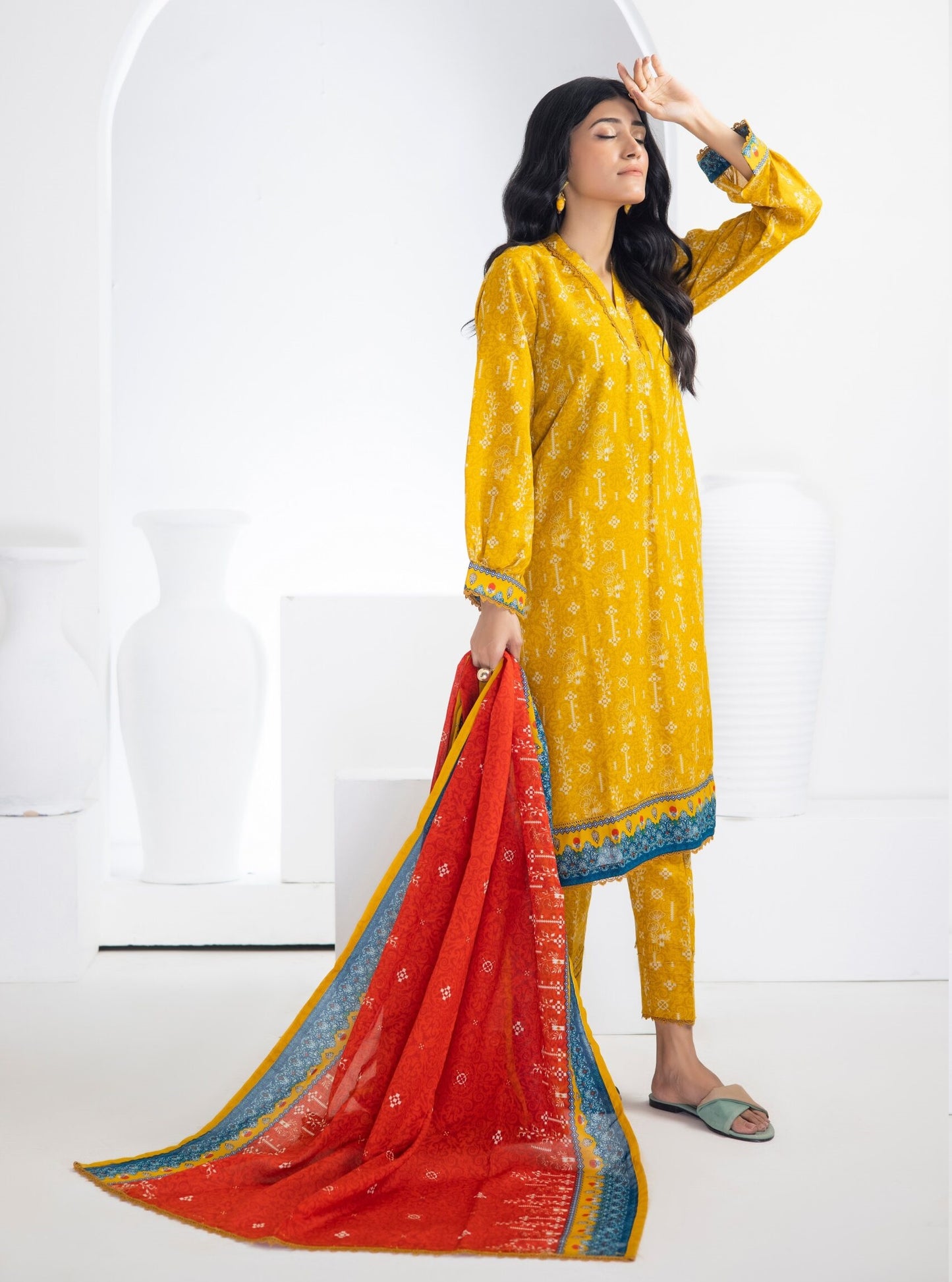 Identic Separates Printed Lawn 3 piece Unstitched dress - IDS-10-05 - Summer Collection