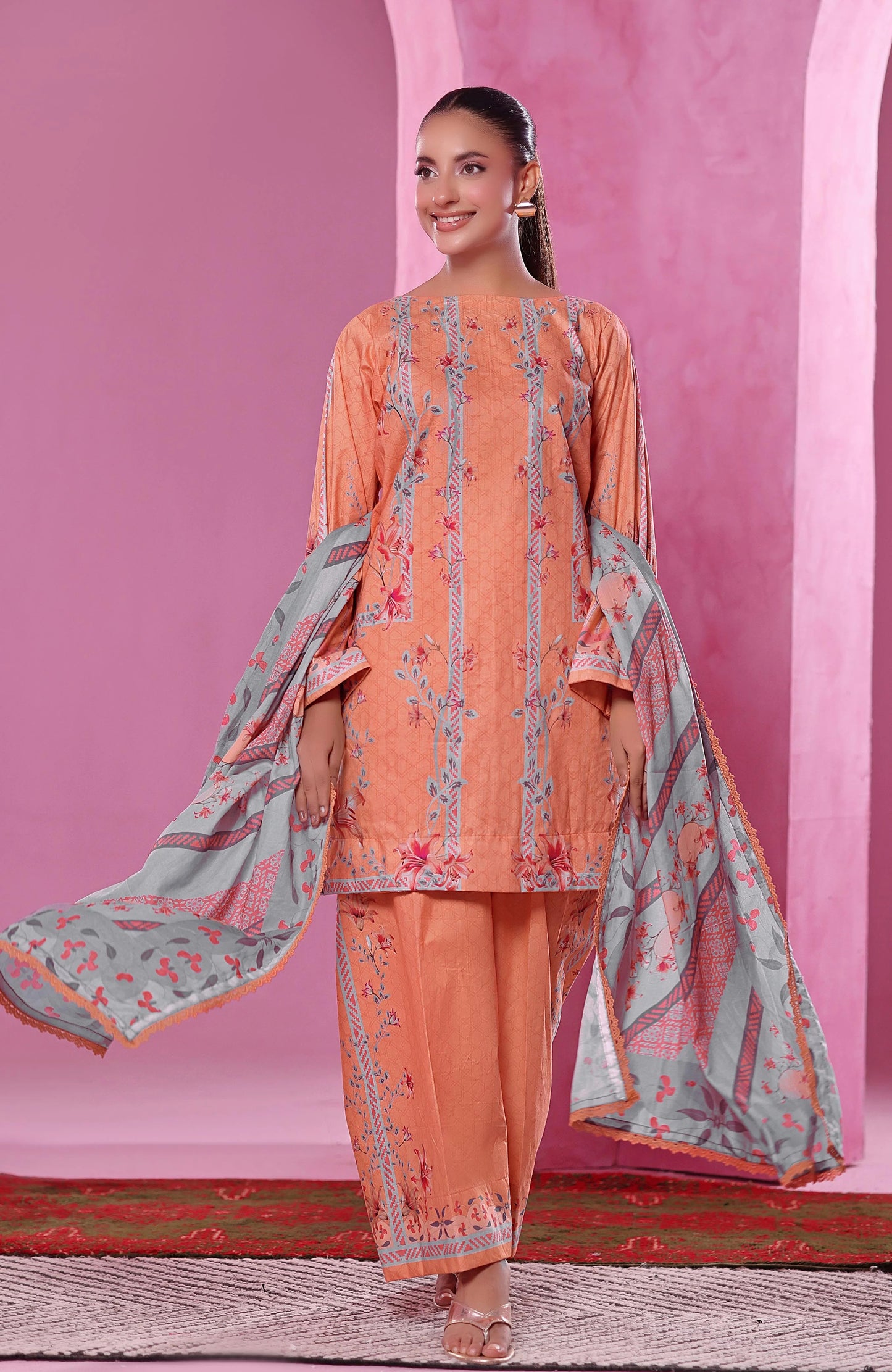 Coco Cords by Alzohaib Printed Cambric 3pc Dress Unstitched - CCC2-2505