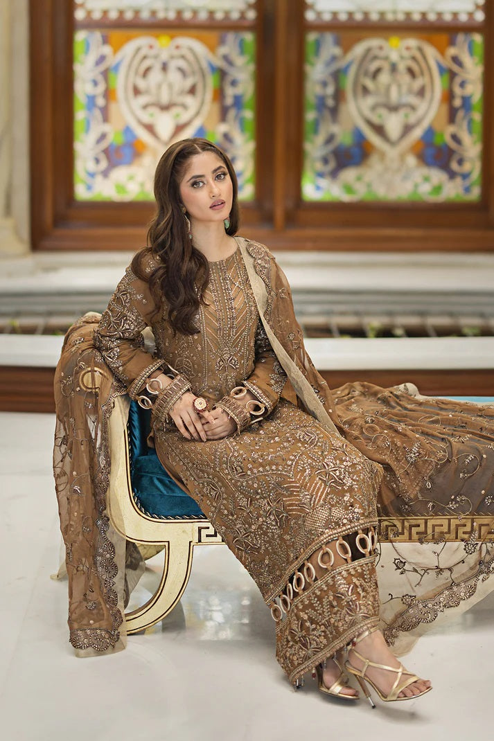 Ishq Aatish by Emaan Adeel Embroidered Chiffon Suits Unstitched 3 Piece EA23IA-05 Hana - Luxury Collection