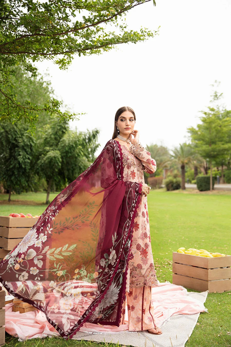 Rangrez by Ramsha Embroidered Lawn 3 piece Unstitched Dress - N605