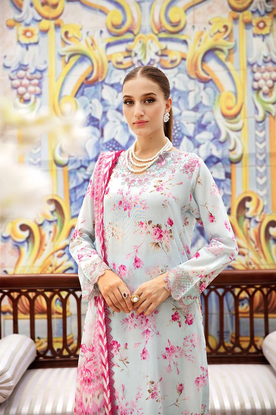 Rangrez by Ramsha Embroidered Lawn 3 piece Unstitched Dress - N610